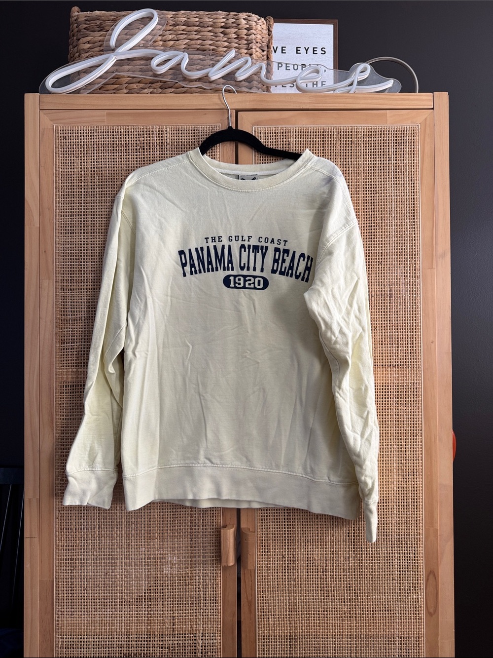 Panama City Beach 1920 Graphic Crewneck Sweatshirt - Pale Yellow